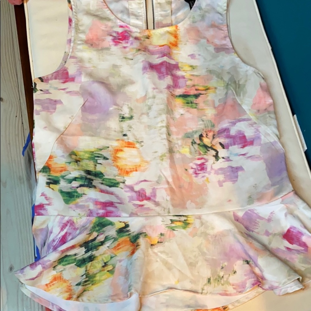Abstract floral peplum top